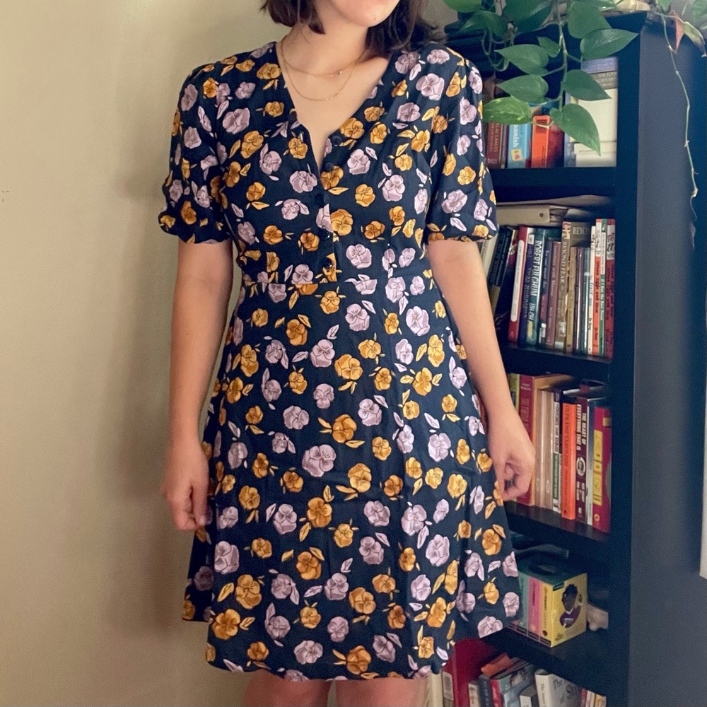 Floral Pansy Knee Length Dress